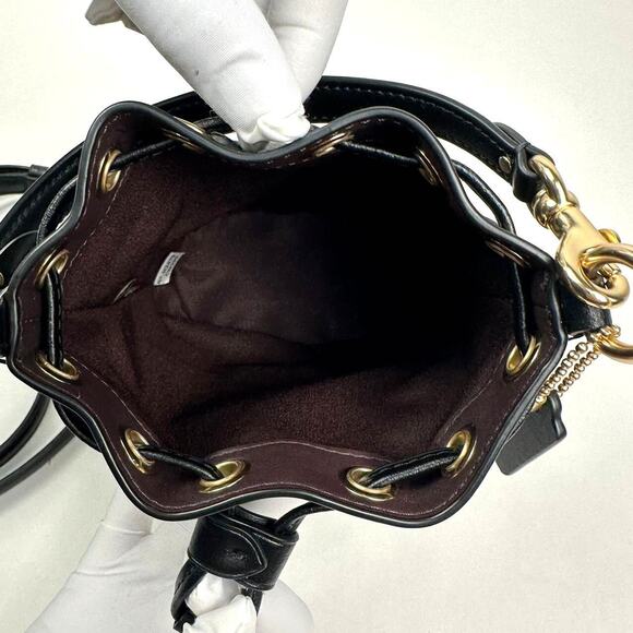 NWT Coach Mini Bucket Bag In Signature Canvas in Walnut/Black CW299 - Picture 9 of 12